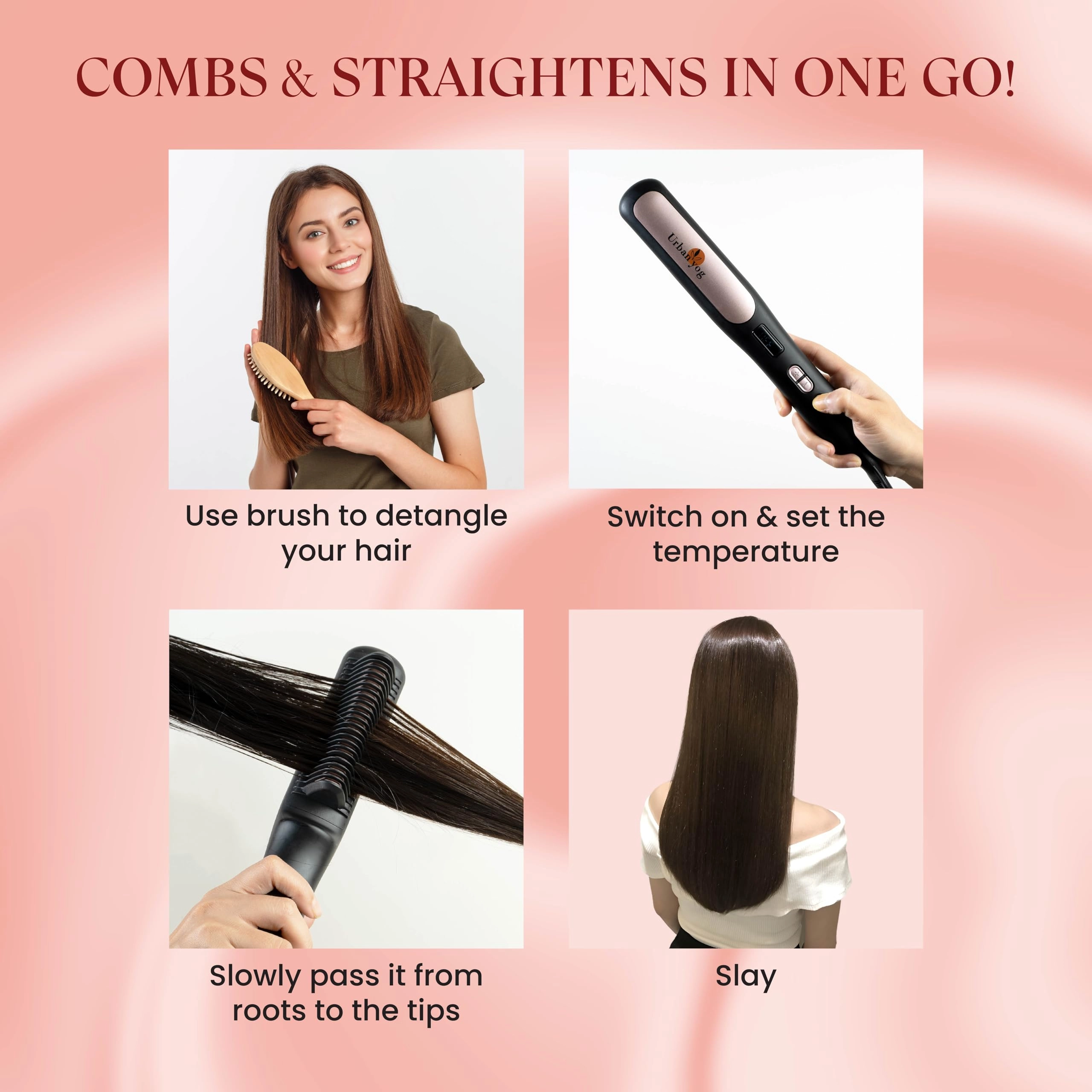 Hot Air Brush + Automatic Hair Curler + Hair Straightening Brush