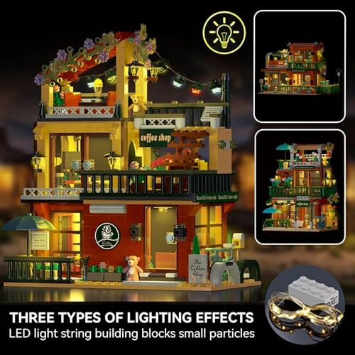 Street View Coffee Shop City Building Set (FJ9567) - Modular LED Lighting
