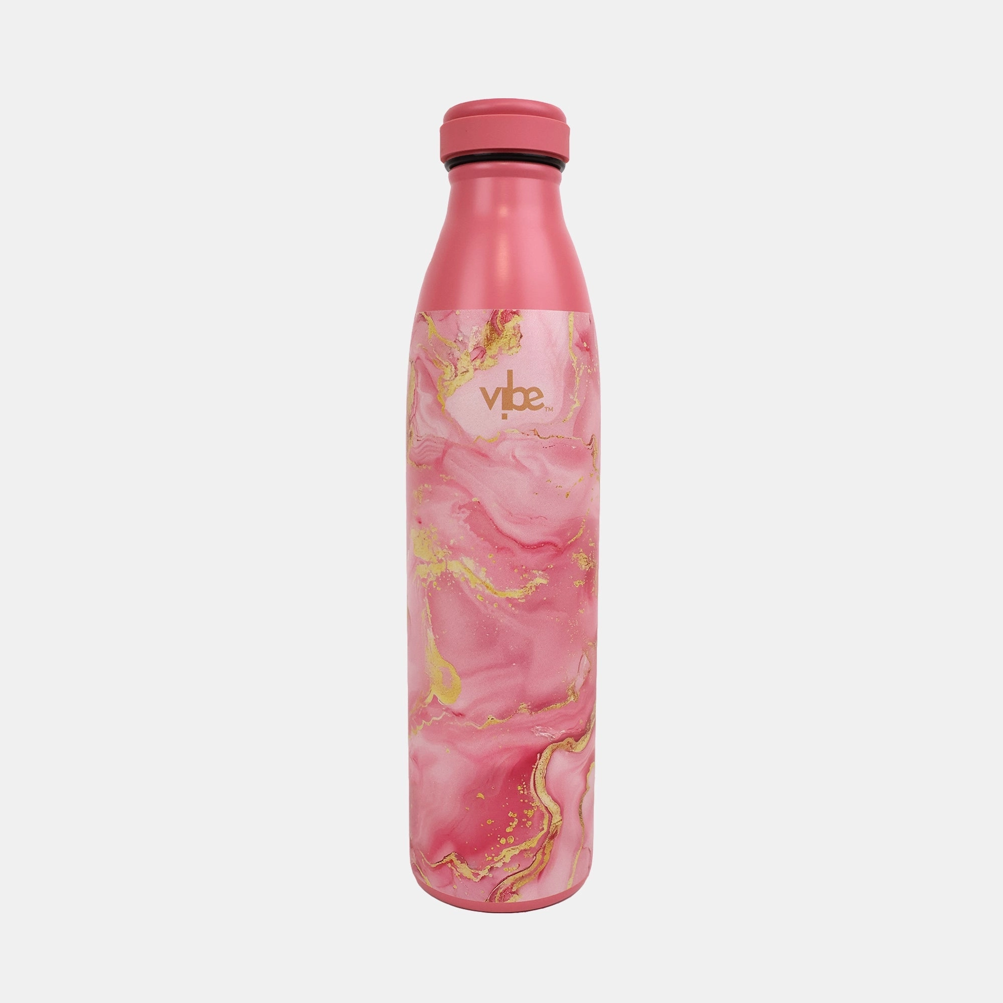 Vibe Pink And Gold Marble Water Bottle - Leak Proof
