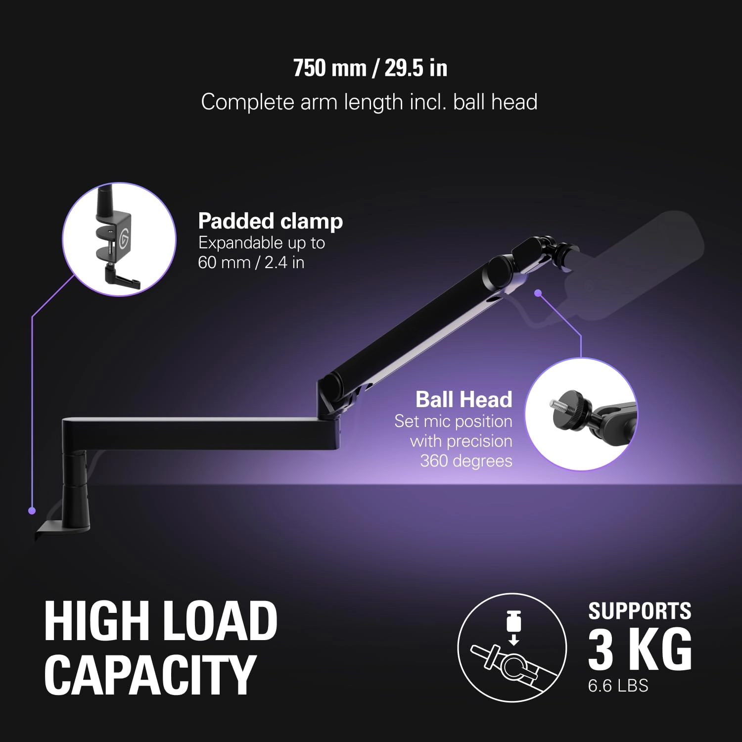 Wave Mic Arm Pro - 360° Rotatable Gas Spring