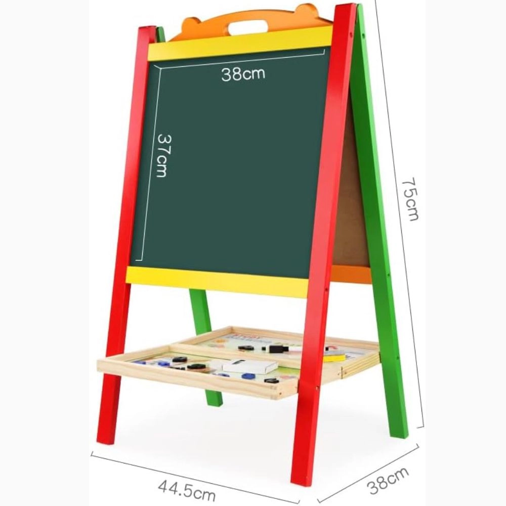 Double-Sided Magnetic Wooden Easel Board - 3 +