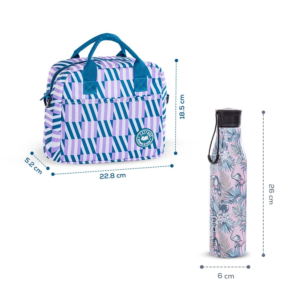 Steel Water Bottle - 760 ml Secure spout lid + Lunch Bag - Insulated