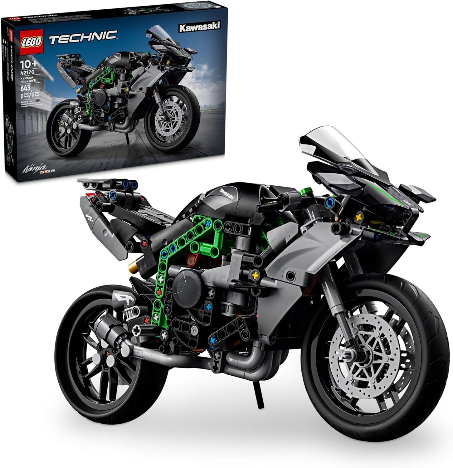 COLOR LAND CHILDRENS TOYS CENTER LLC Technic Kawasaki Ninja H2R (42170) - 1:8 Motorcycle