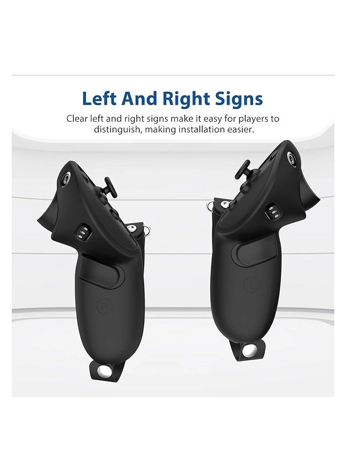 Controller Grips Cover Protector - Silicone Black + Knuckle Straps - Leather