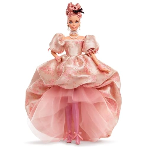 A Tribute to Fashion Doll - Plastic Pink Papillote Curls Floral Jacquard Gown Ages 18+