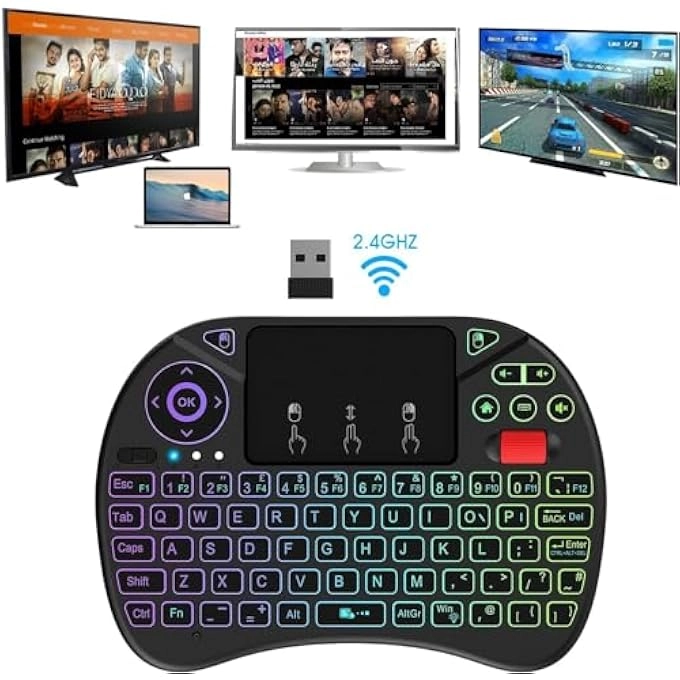 WIRELESS MINI KEYBOARD - 2.4GHz touchpad US layout rechargeable