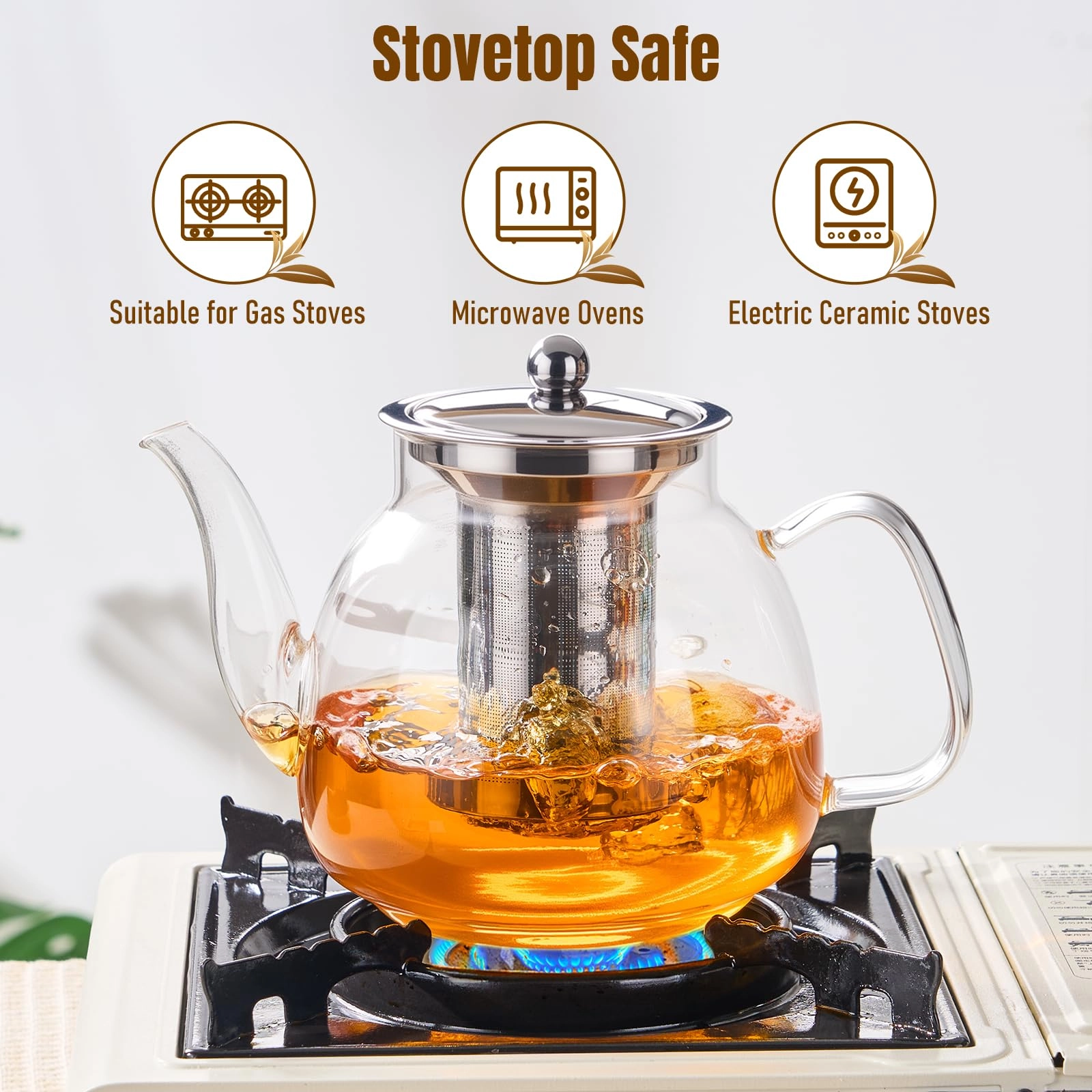 Glass Teapot - Borosilicate Glass 50 OZ/1500ml