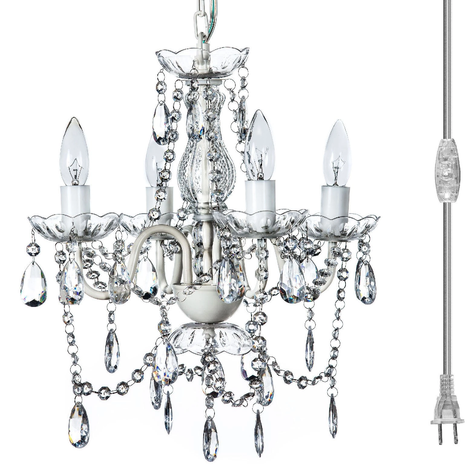 Gypsy Color Original Plug-in 4 Light Hanging Swag Chandelier - 20 inches 23 inches