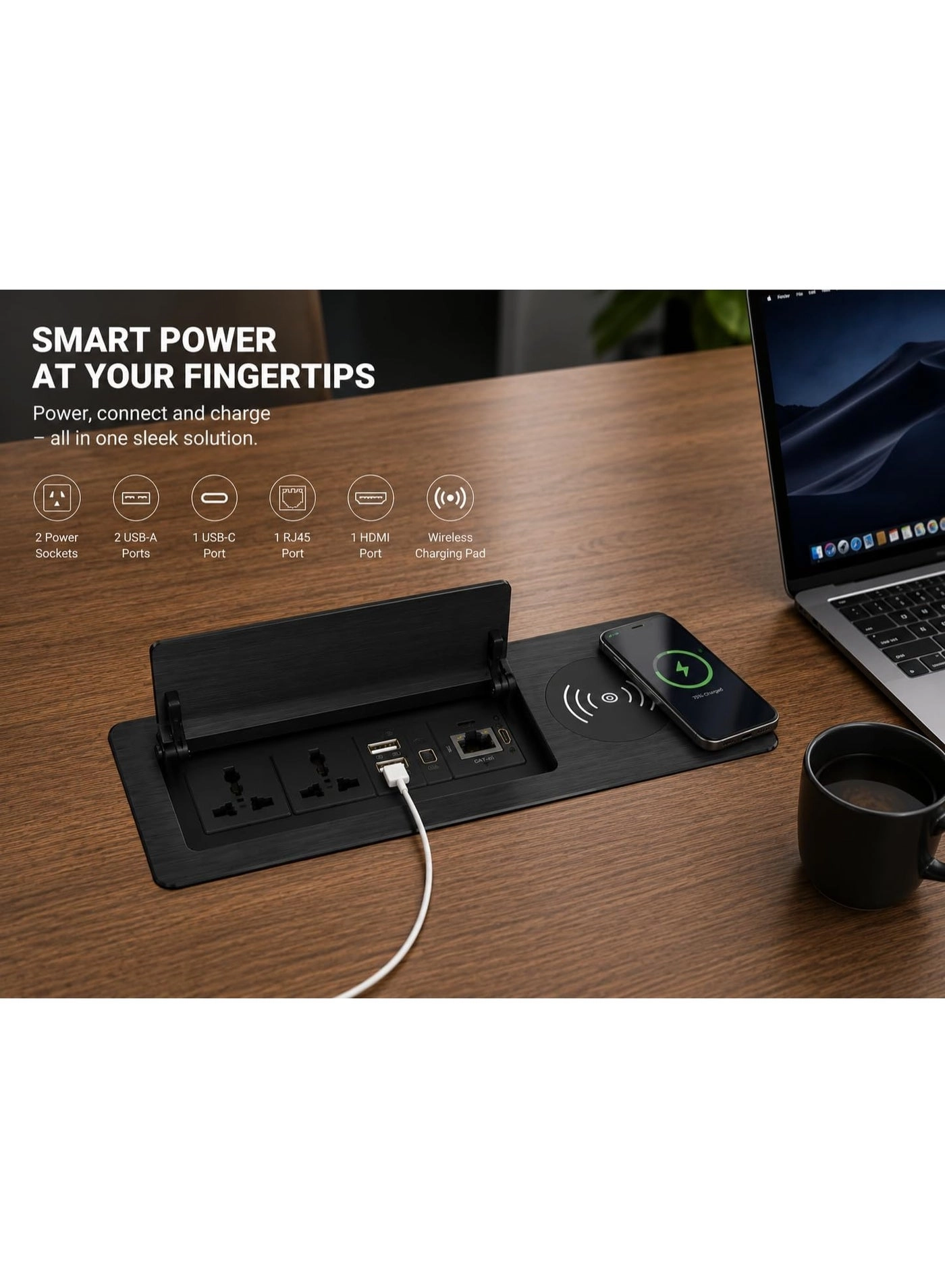 Flip Desk Power Socket - UK Socket
