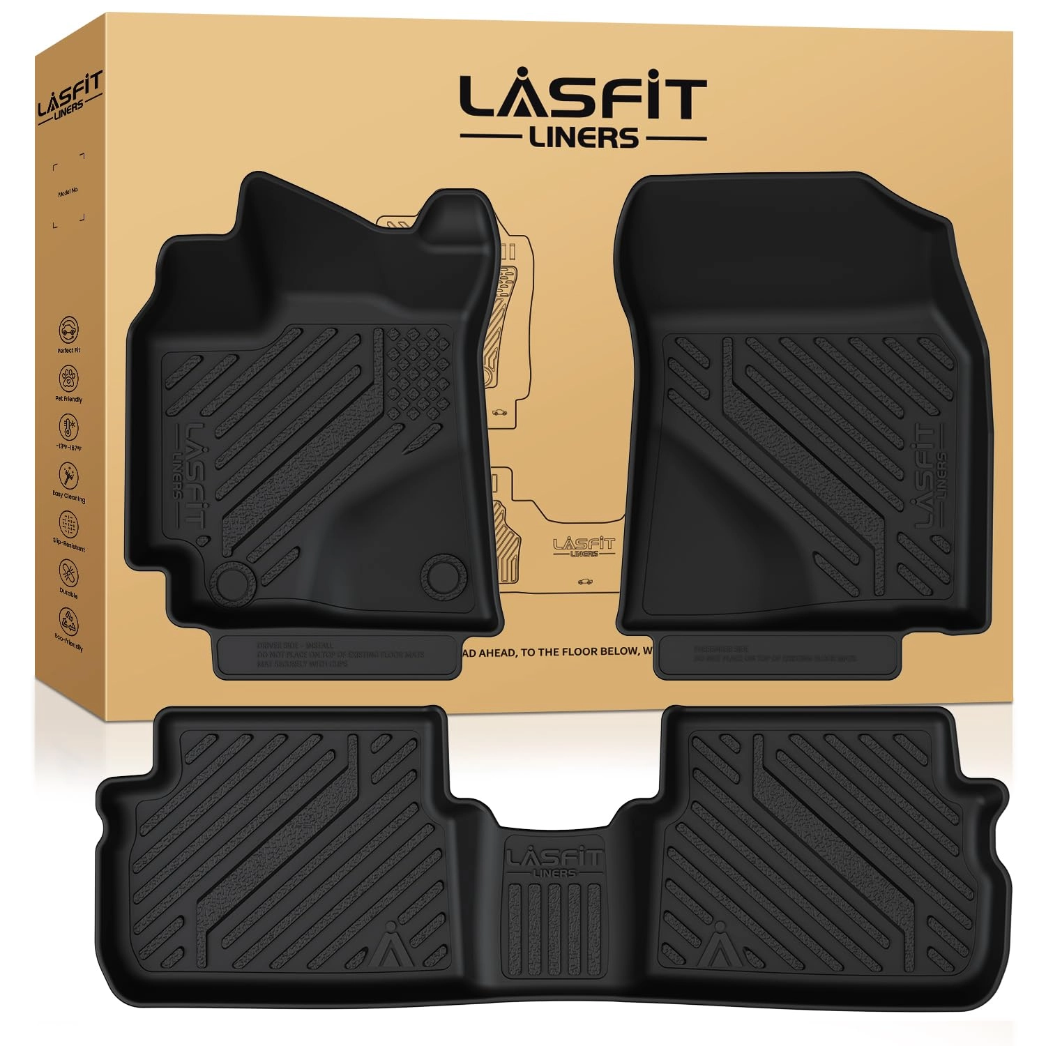 LASFIT Floor Mats - Toyota Corolla/Matrix 2009-2013 Pontiac Vibe 2009 2010 1st & 2nd Row