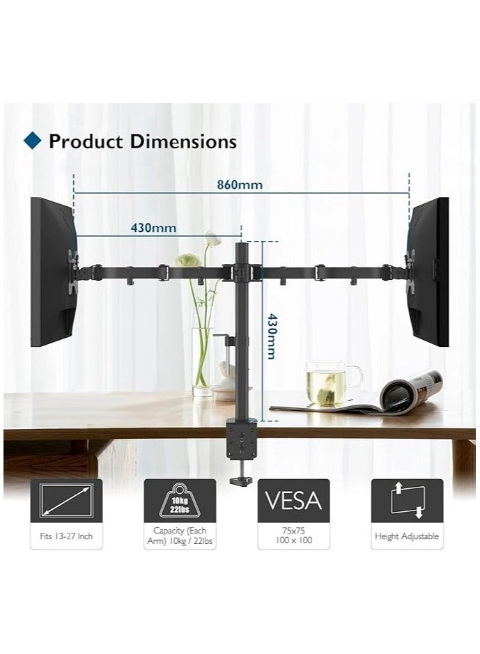 Dual LCD Monitor Desk Mount Stand - 2 27in