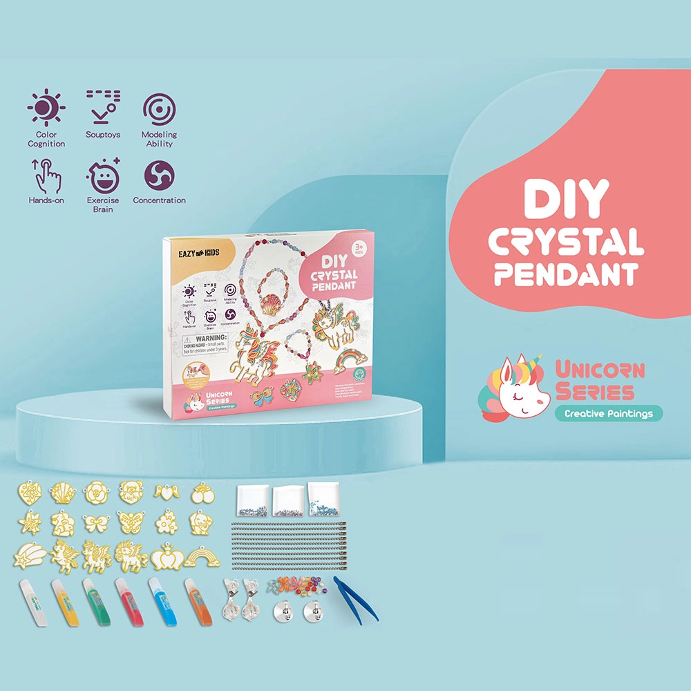 DIY Crystal Pendant Making & Coloring Set - Unicorn Large set