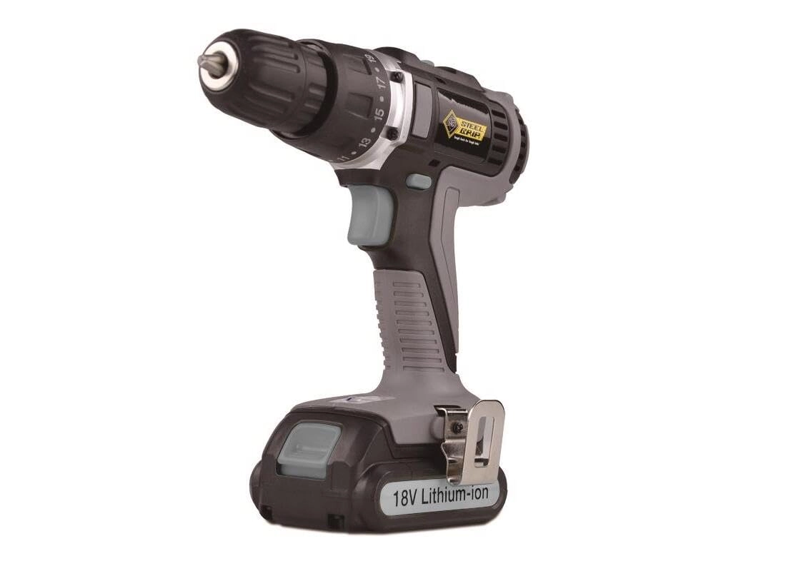 Steel Grip Cordless Drill/Driver - 18V 1400 RPM Keyless