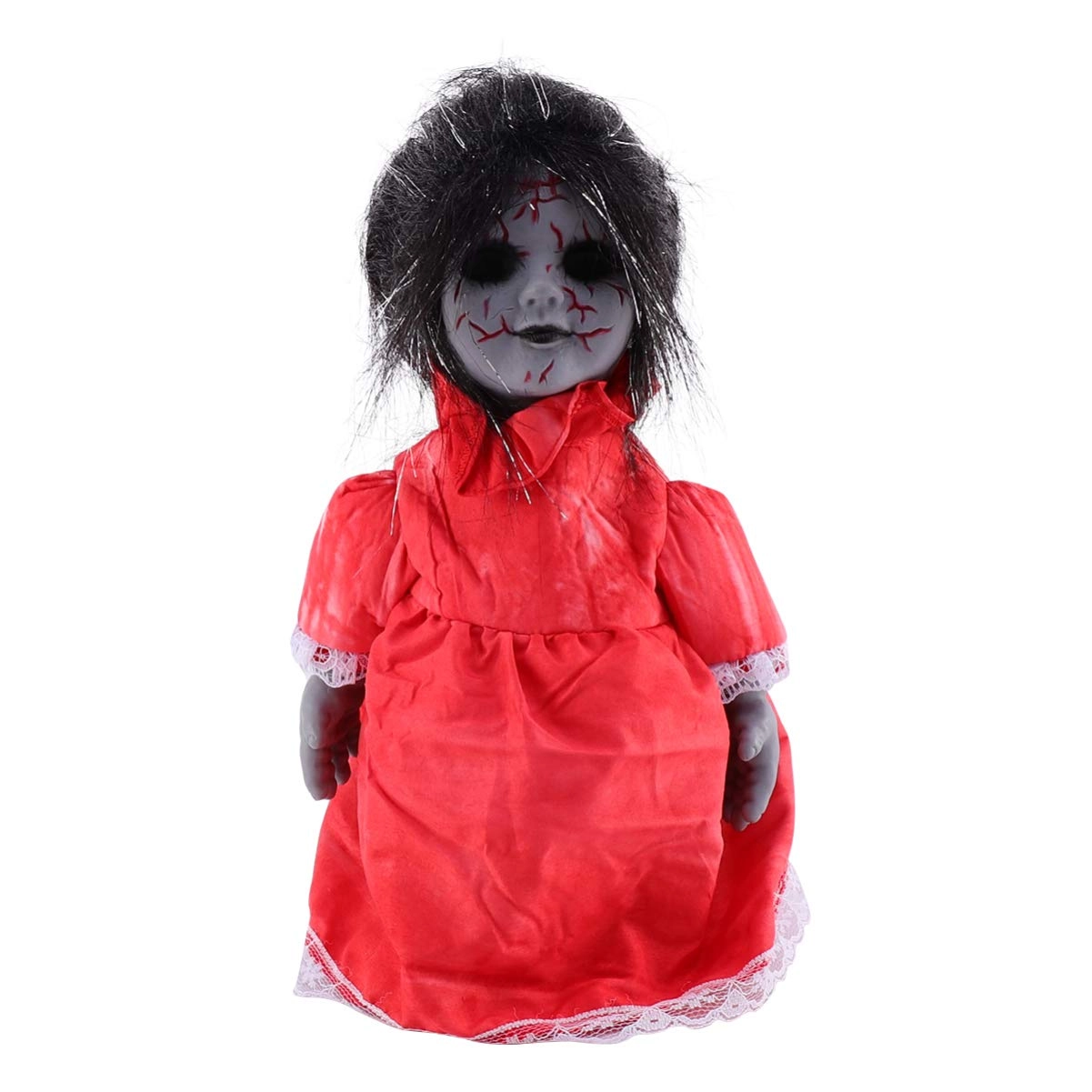 ?Chuugu1545 Halloween Scary Doll - Voice Activated Induction Black and red