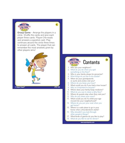 WH Questions at Home Fun Deck Cards - 5 years and up 56 pieces