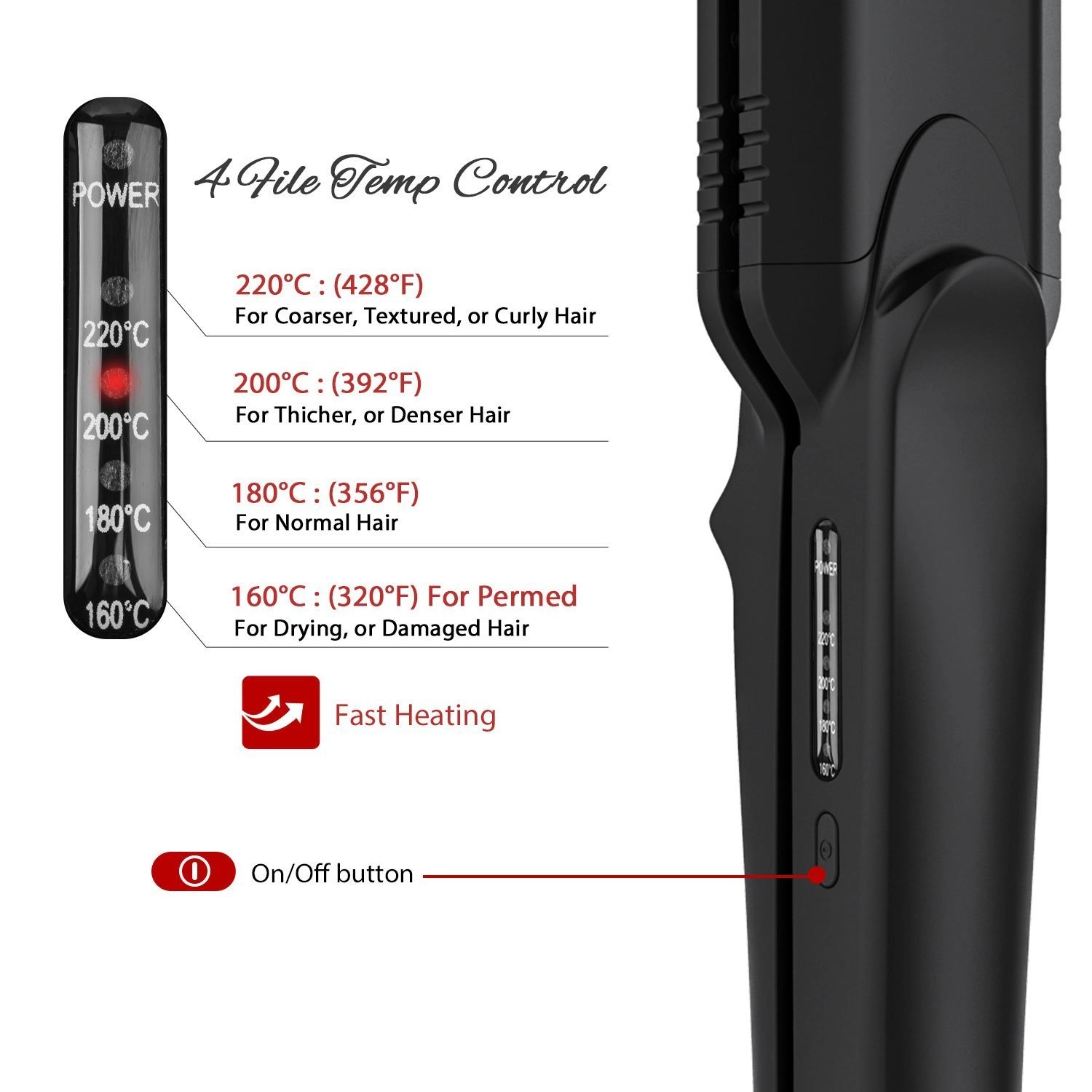Hair Straightener and Crimper - 4 in 1 Tourmaline Ceramic Adjustable Temperature 320°F - 430°F