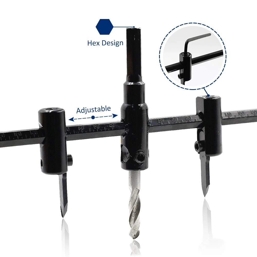 Adjustable Hole Saw - 1-3/16" - 12"(30 - 300mm) plywood laminate composite materials rubber plastic