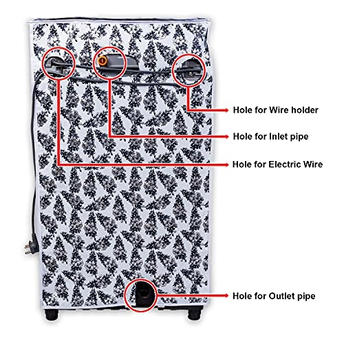 Top Load Washing Machine Cover - 6kg-7.5kg Black Flower