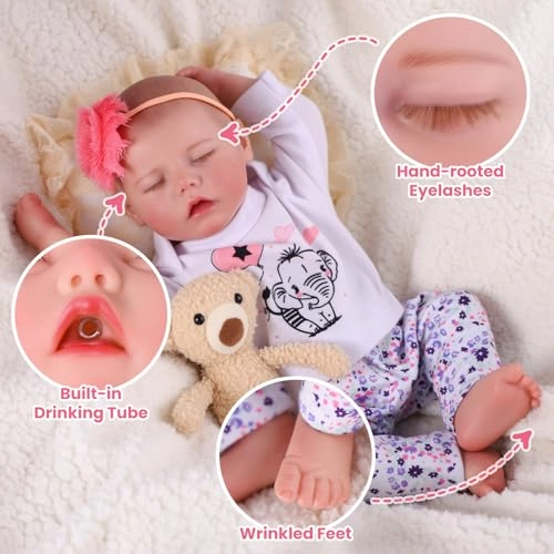 Reborn Baby Doll - 17 Inch Soft Vinyl Can Drink & Pee Ages 3+
