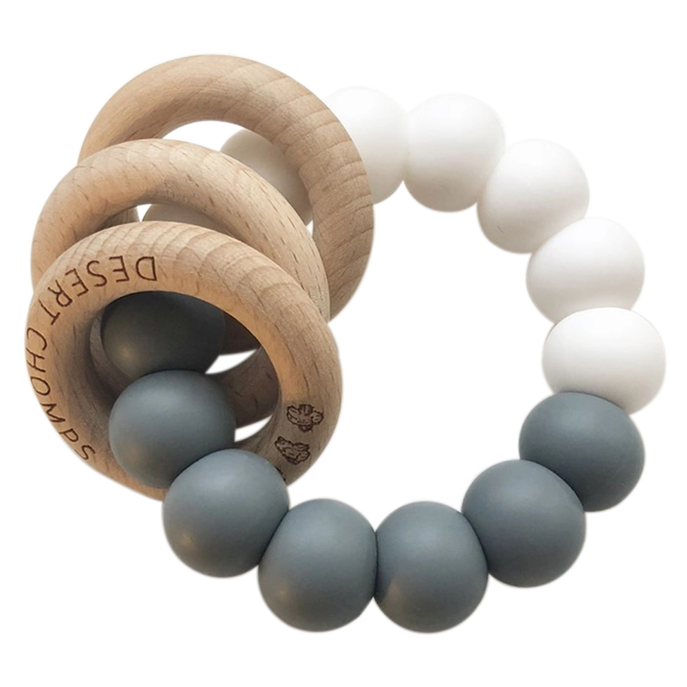 Trio Rattle Teether - Beech Wood soft silicone