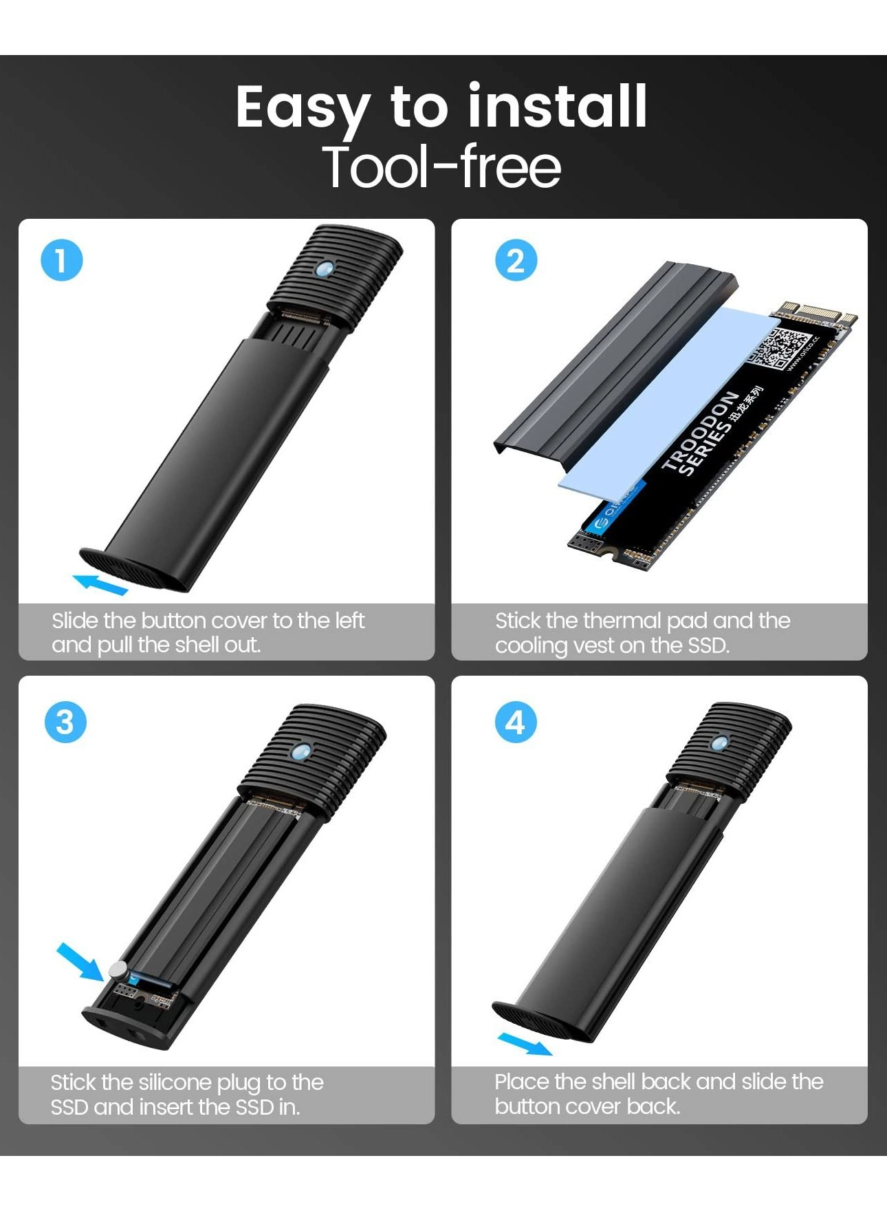 M2 NVMe SATA SSD Enclosure - 4TB