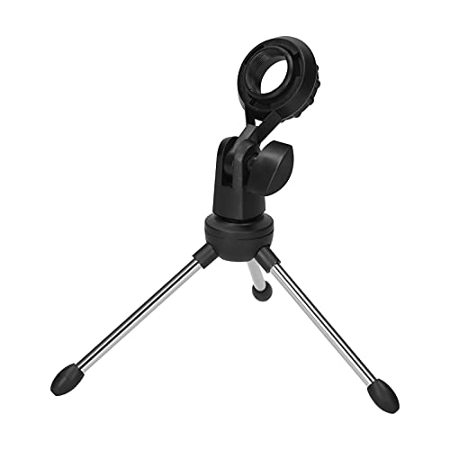 Foldable Desktop Microphone Tripod Stand - 5/8 Inch Threaded Mount Rotatable Mic Holder