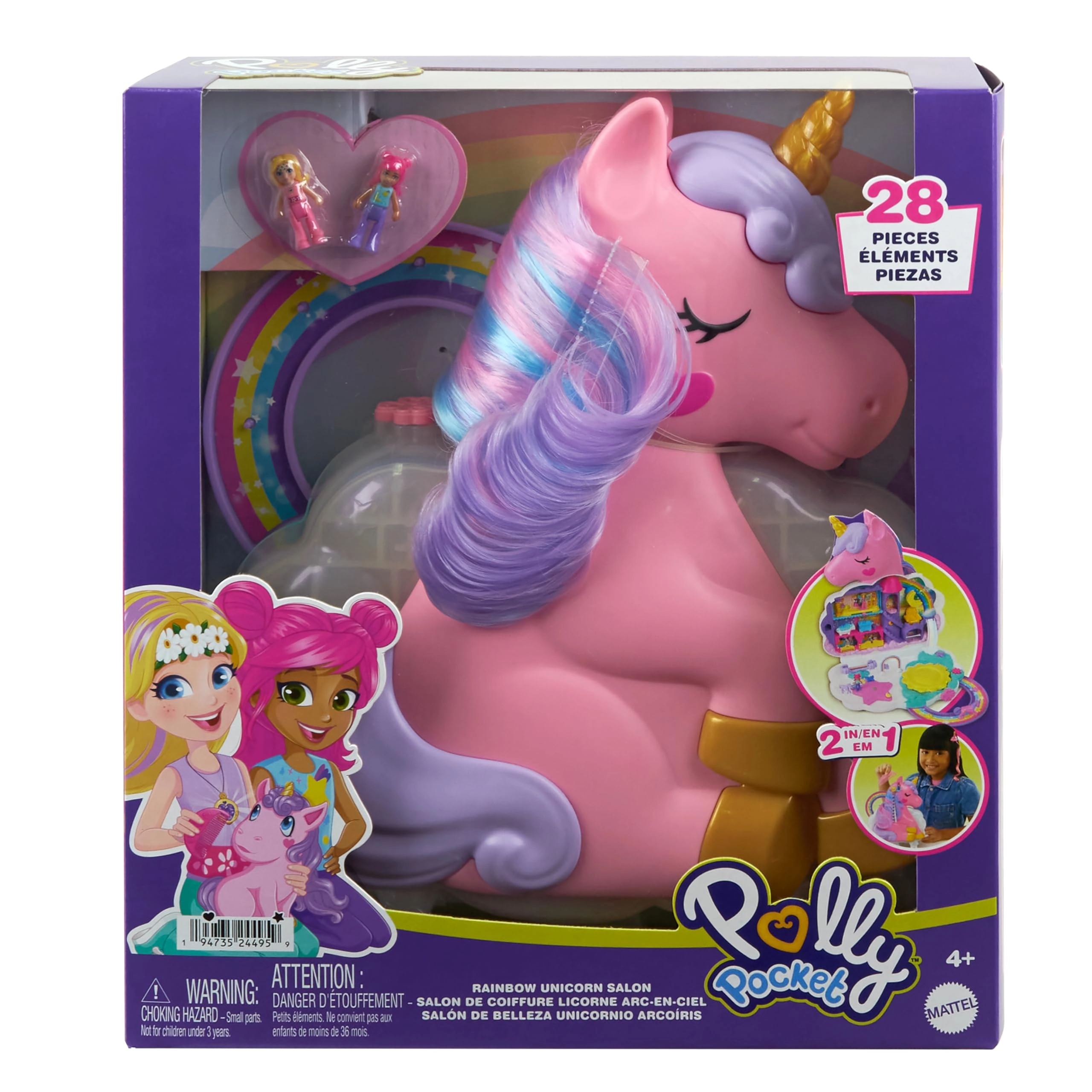 Mattel Rainbow Unicorn Beauty Salon - 2 in 1 2 Dolls Ages 4+