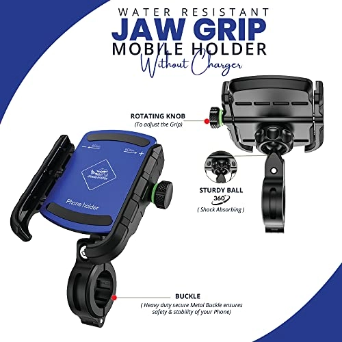 Motorcycle Phone Holder - Compatible with 4" to 6" Phone 360° Phone Protection Aluminium Clamp
