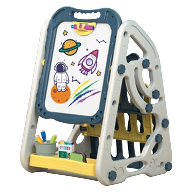 SAMBOX Double Sided Multifunctional Magnetic Drawing / Learning Board wt Book Shelf - 3Years +