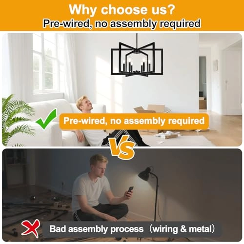 6-Light Chandelier - 25.2" to 61.2"