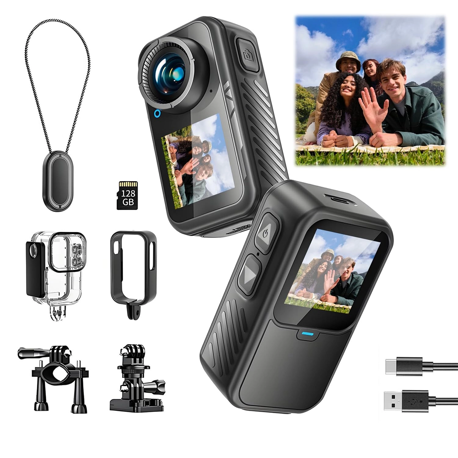 Funito Dual Screen Sports Body Camera - 5 MP 128G