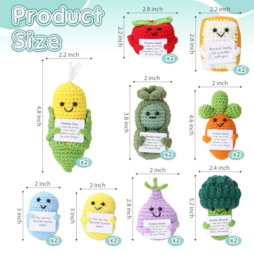 Fruits Vegetables Emotional Dolls - 18 Pcs Crochet Multiple Colors
