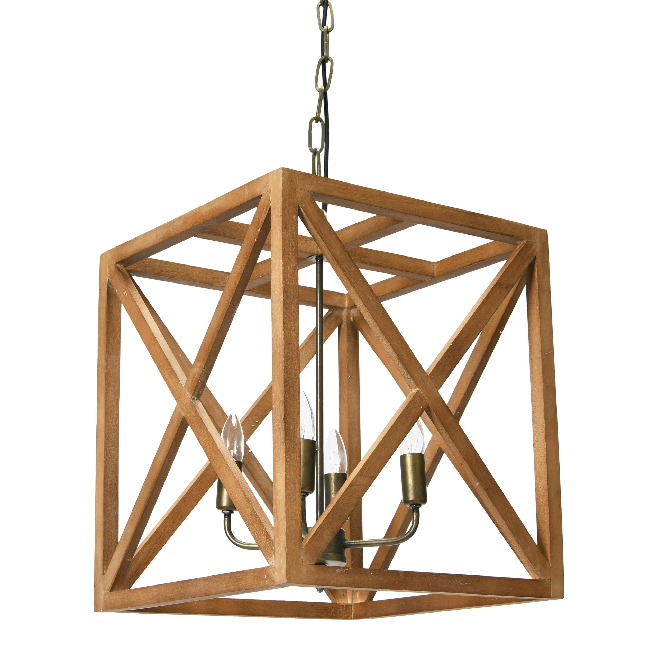 Creative Co-Op DA4433 Square Wood and Metal Chandelier