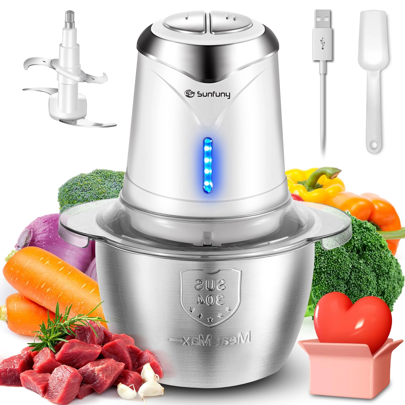 SF SUNFUNY Food Processor - 1.2 Liters Battery Powered