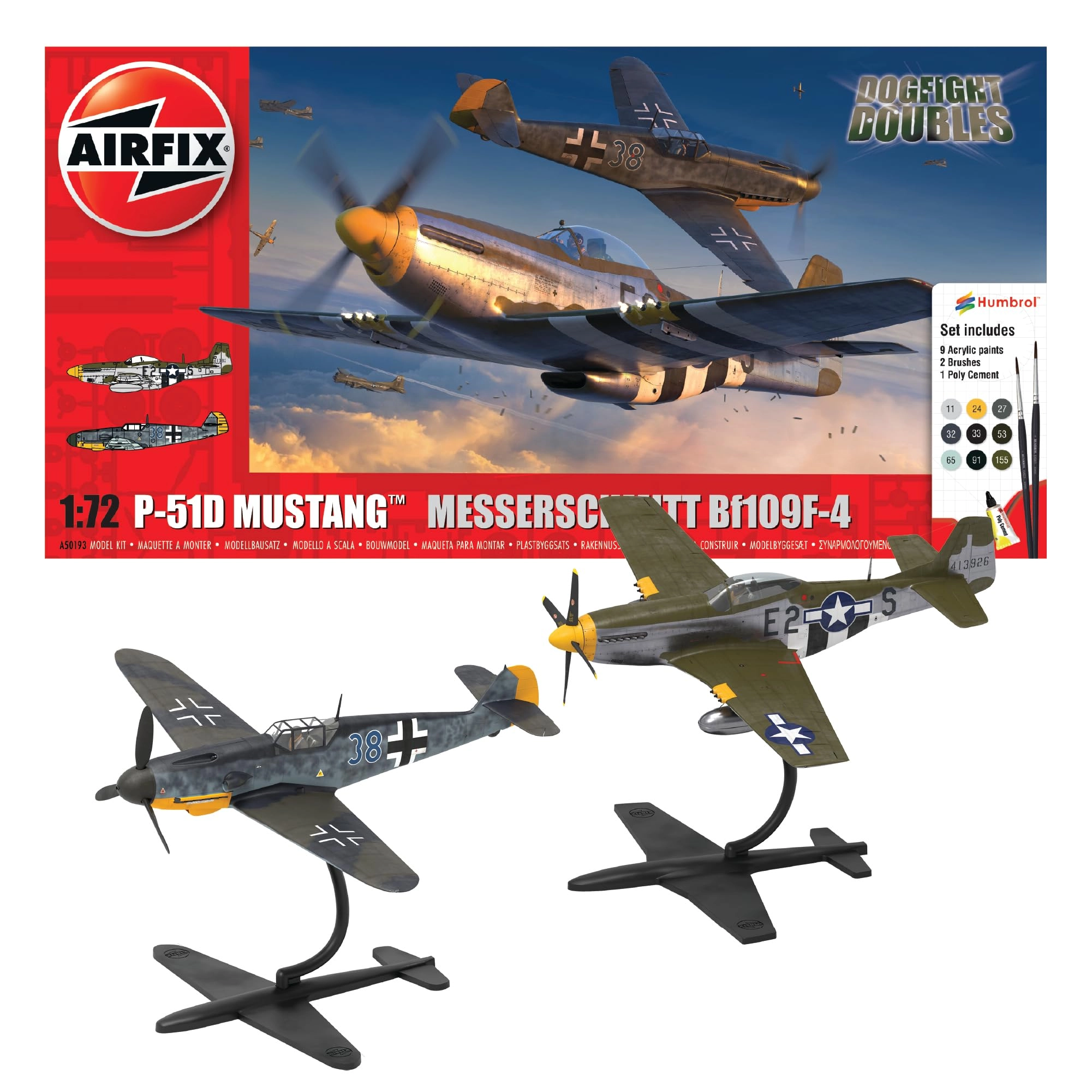 Hornby Hobbies P-51D Mustang vs Bf109F-4 Dogfight Double Model Kit (A50193) - 1:72