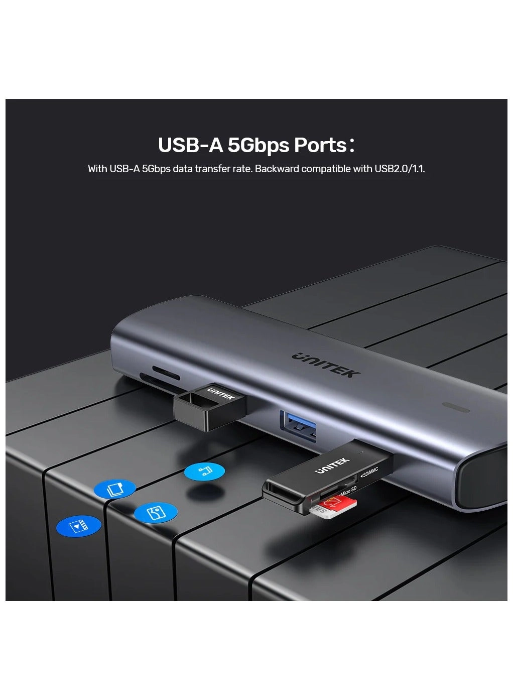 D1113A - 9-in-1 USB-C Hub 3x USB-A 5Gbps HDMI 4K@30Hz PD 100W