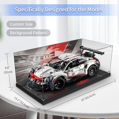 Acrylic Display Case - Compatible with Lego 42096 Porsche 911 RSR Race Car Model