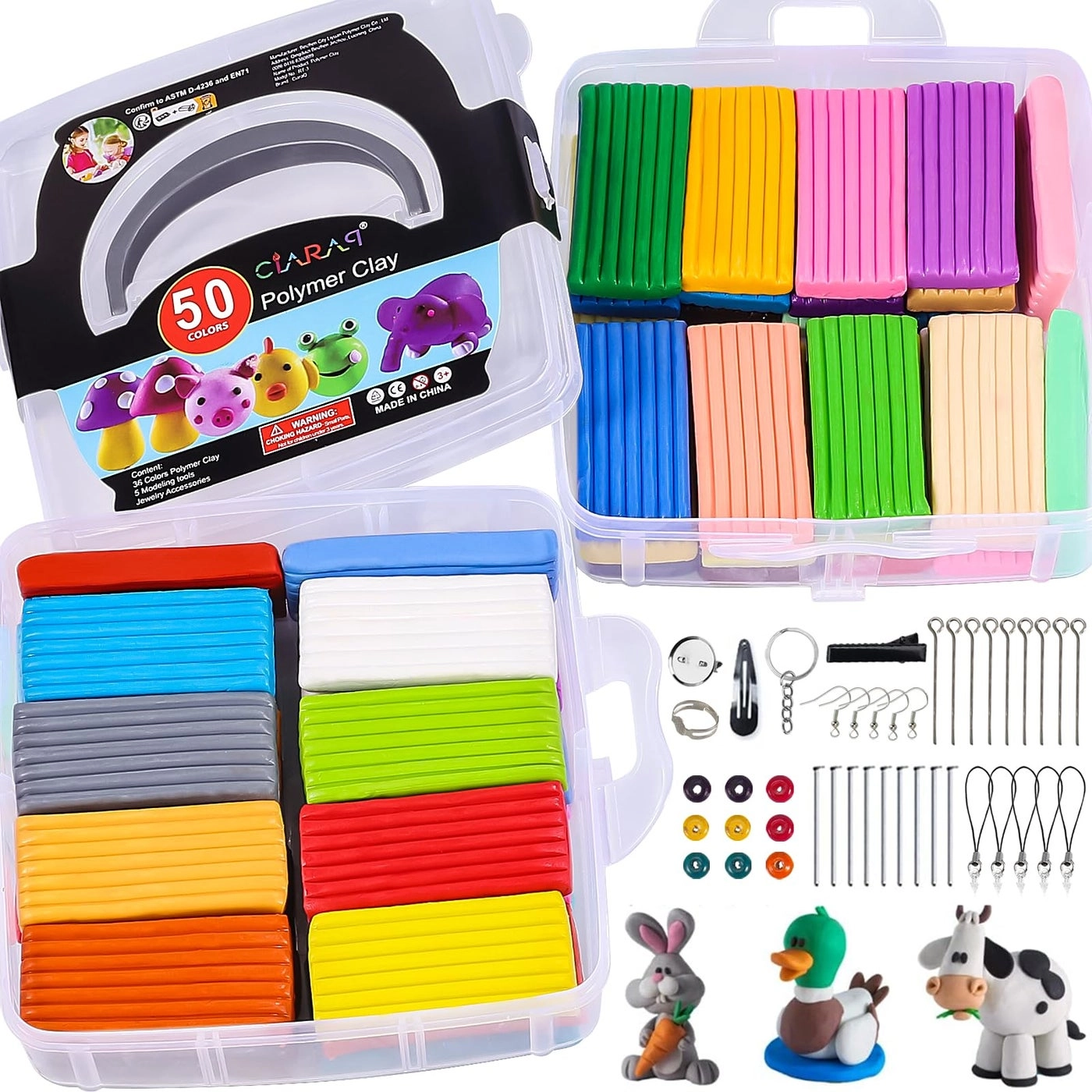 Polymer Clay Kit - Plasticine Polymer Clay 1.57 Kg 50pcs.