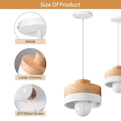 Round Wood Pendant Light - E27 18cm