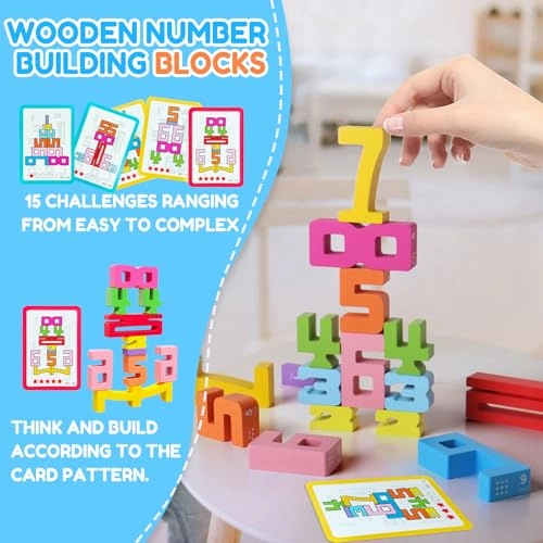 Wooden Number Building Blocks - 3+ Years Old 20 pieces