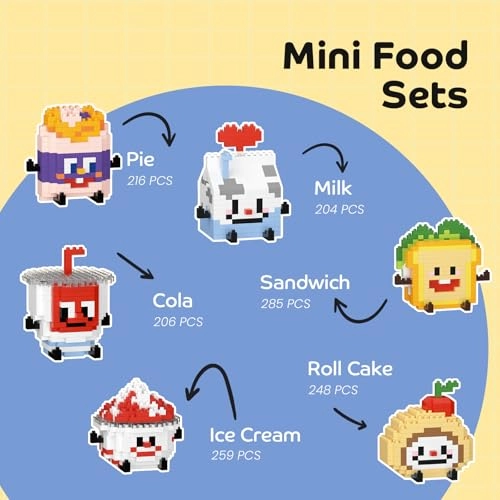 Mini Food Building Set (D2218) - Micro Bricks 6 Pack