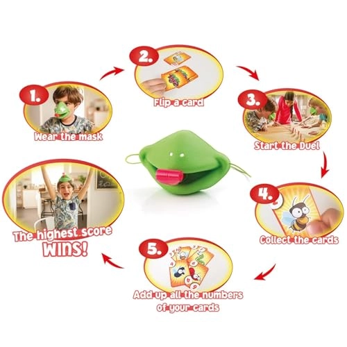 Catch Bugs Game - 2 Pcs 2 Lizard Masks 2 Blowing Bars