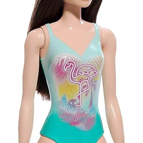 Beach Doll - Plastic Black Hair Blue One-Piece Swimsuit Ages 3+
