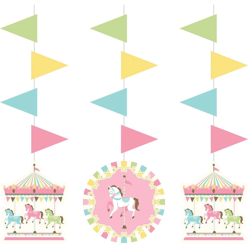 Party Zone Carousel Hanging Cutout L - 36in Multicolor