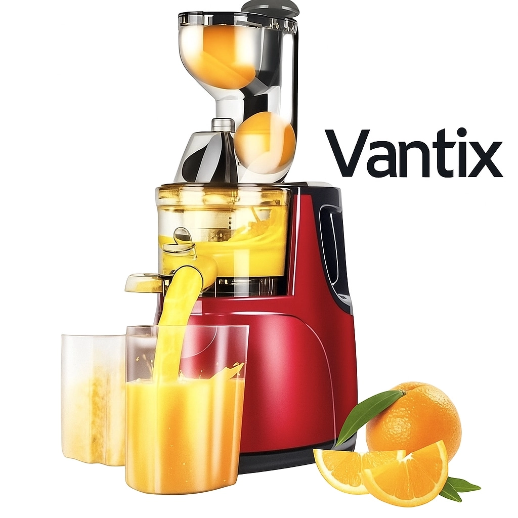 Vantix Slow Masticating Juicer Extractor - Extra Wide Feed Chute Quiet Motor BPA-Free