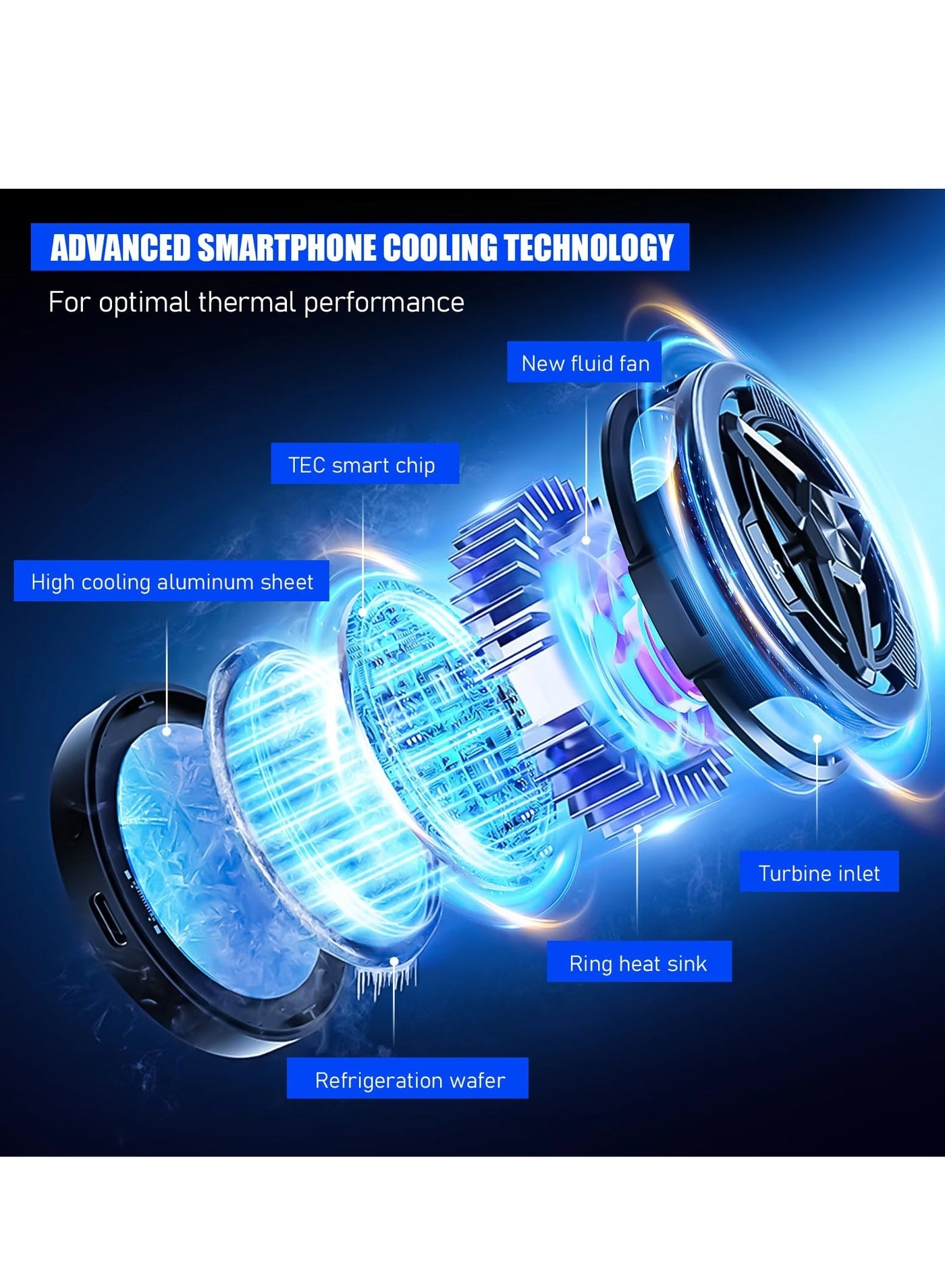 Phone Cooler Fan - Magnetic Built-In Battery iPhone Compatible