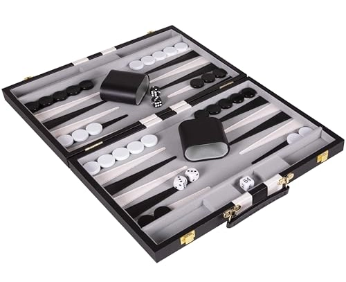 Backgammon Set - Premium Leather Case Strategy & Tip Guide