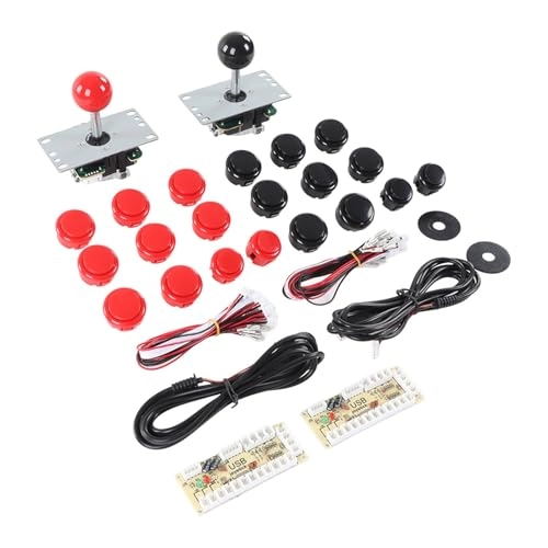 DIY Buttons Kit - Removable Ball Head Joystick 2 Players Red and Black