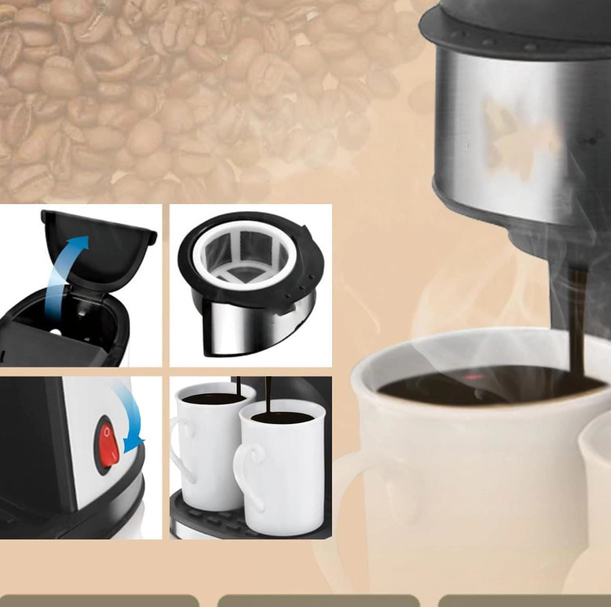 Automatic Drip Coffee Maker - Multi-Function Ceramic Pot Double-Cup