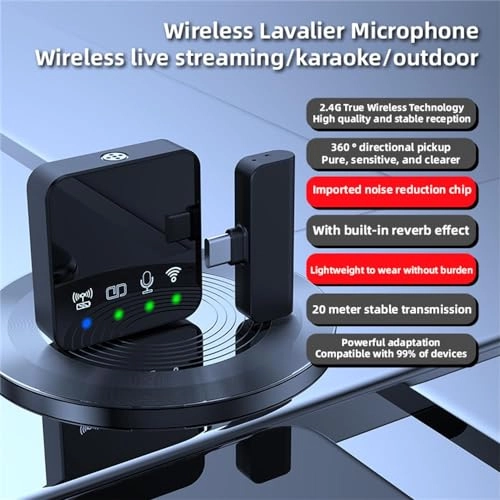 Wireless Lavalier Microphone System Wireless+USB+3.5mm-Mini-Jack+Lightning Microphone